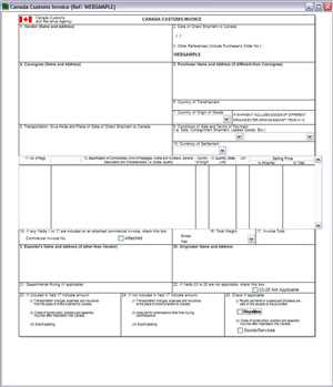 u.s. customs invoice template