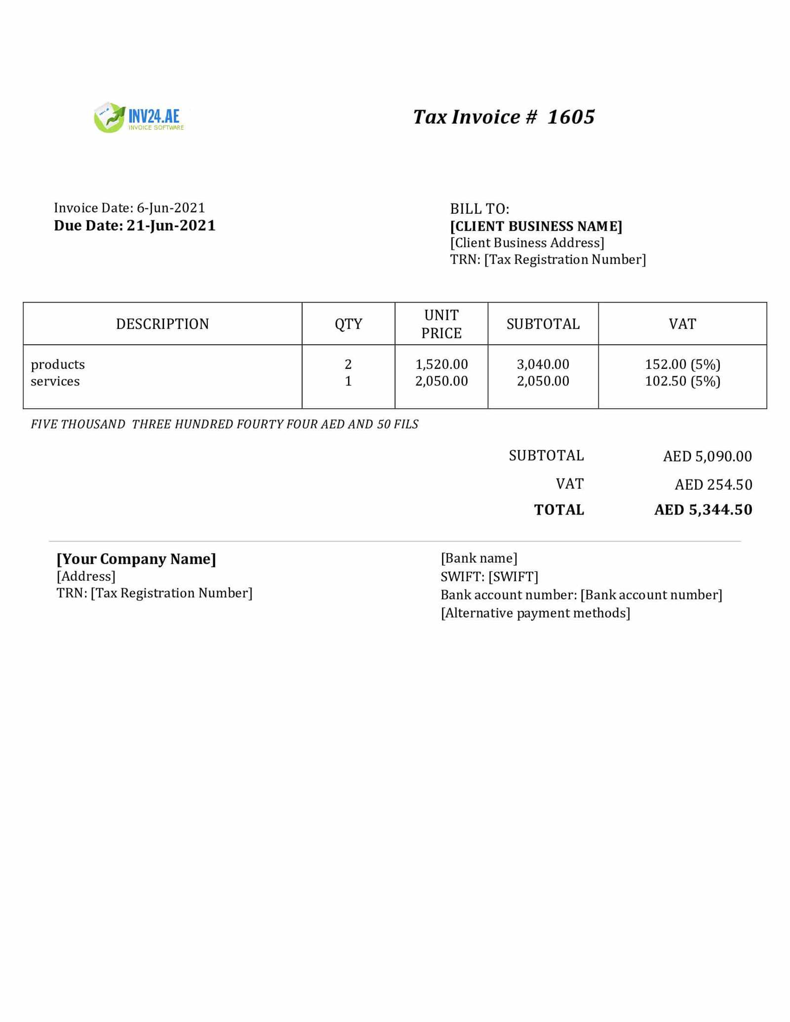 online shopping invoice template