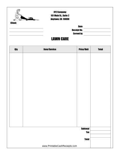 printable lawn care invoice template