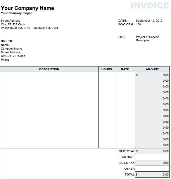 yearly invoice template