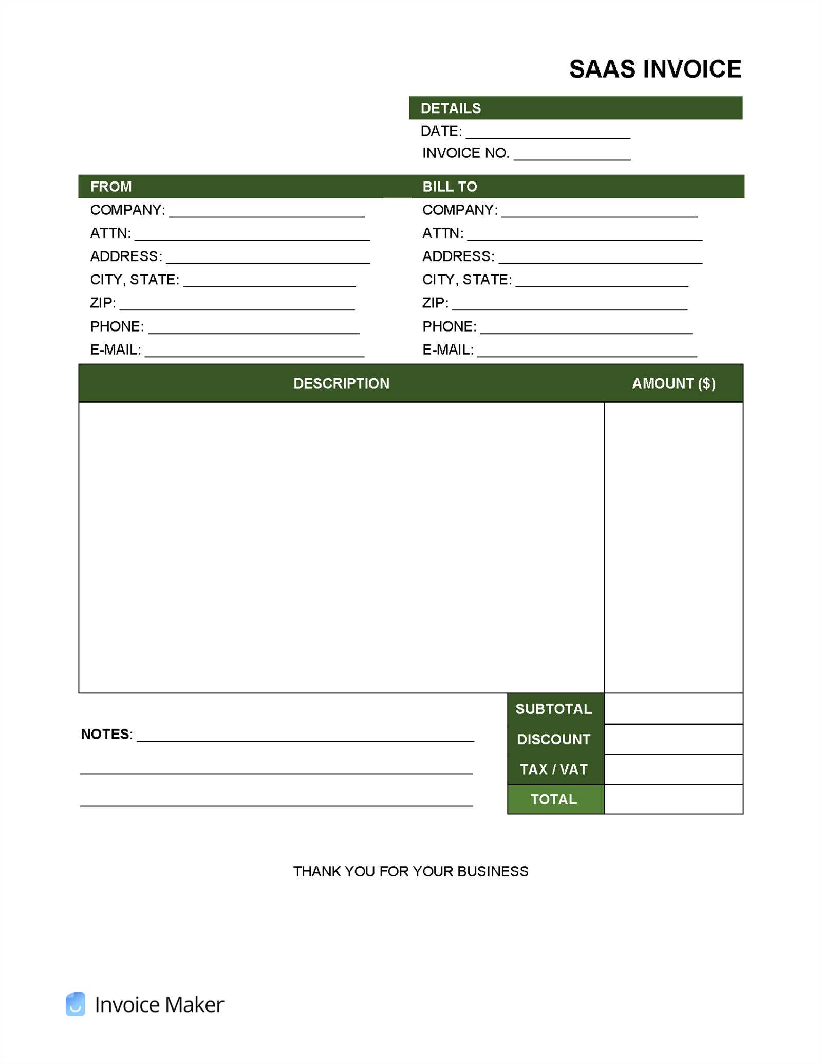 yearly invoice template