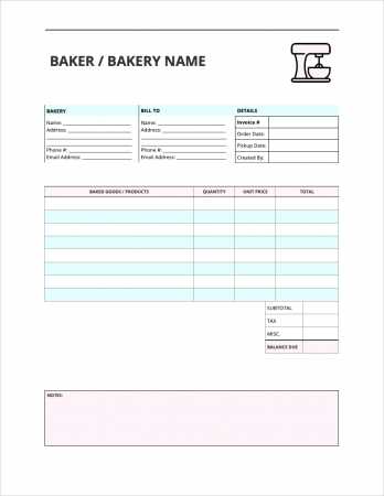 cake invoice template free