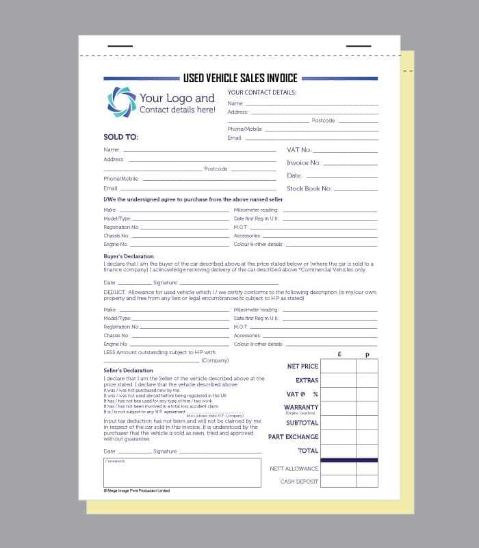 car sales invoice template free download