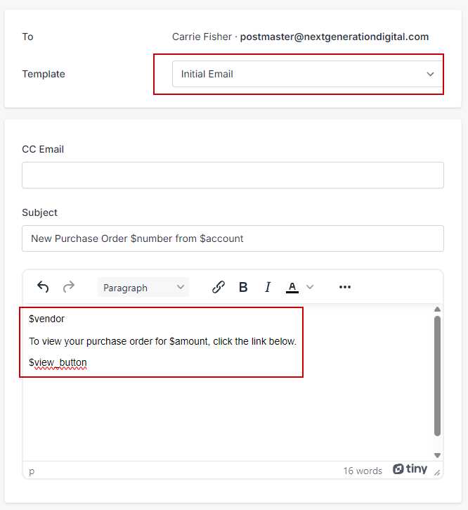 invoice email template