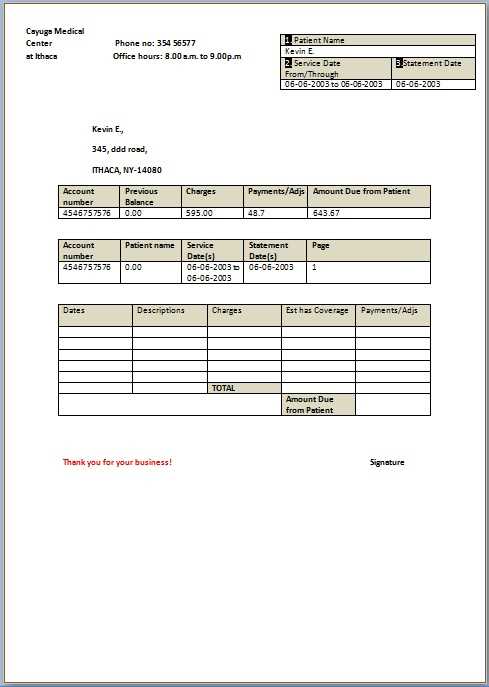 patient invoice template