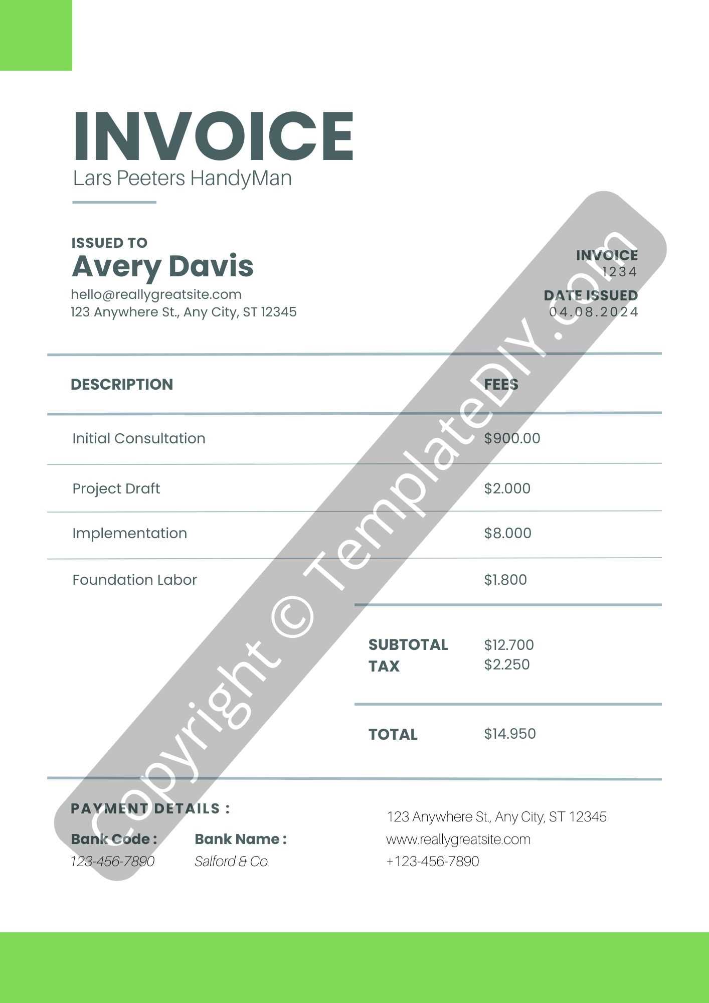 handyman invoice template excel