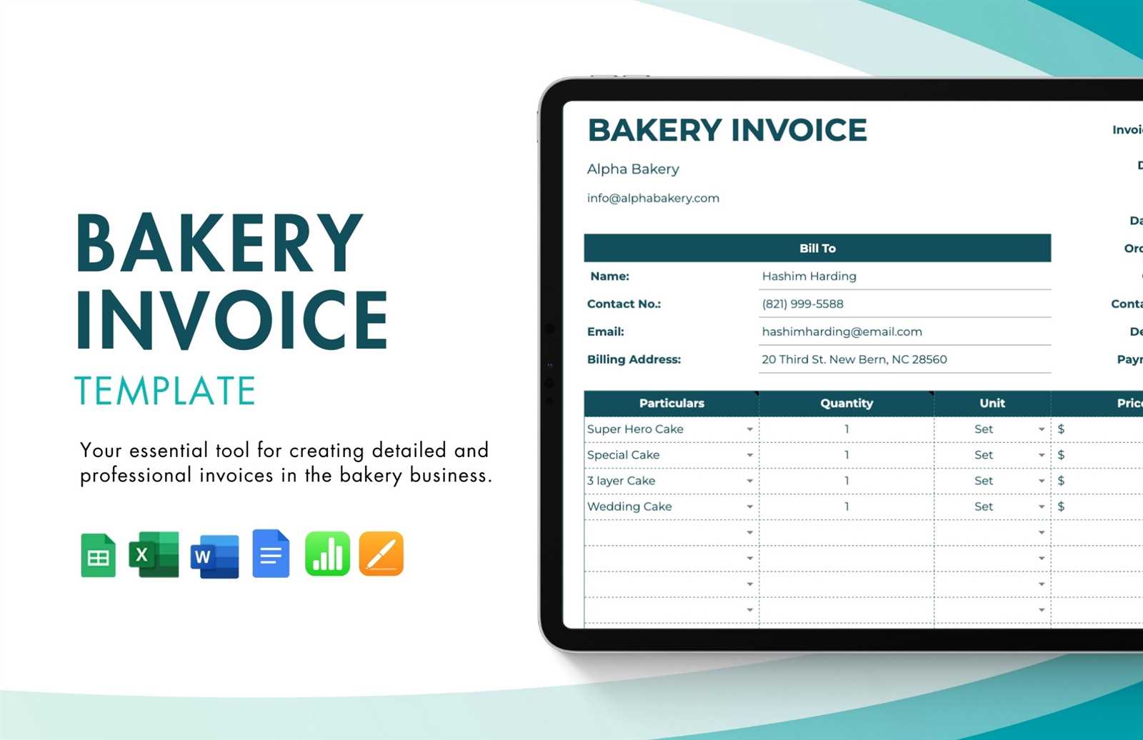 cake invoice template