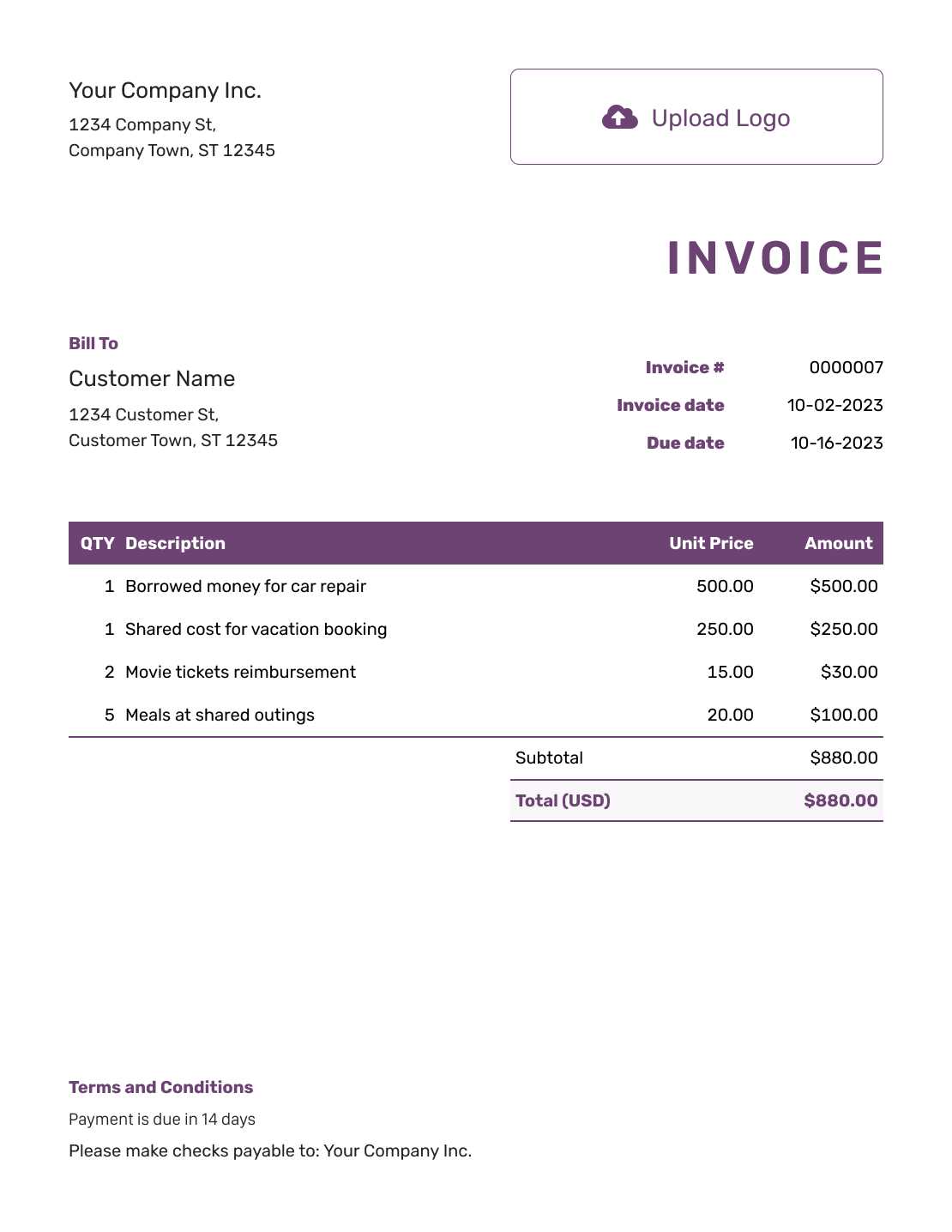 creating invoice template