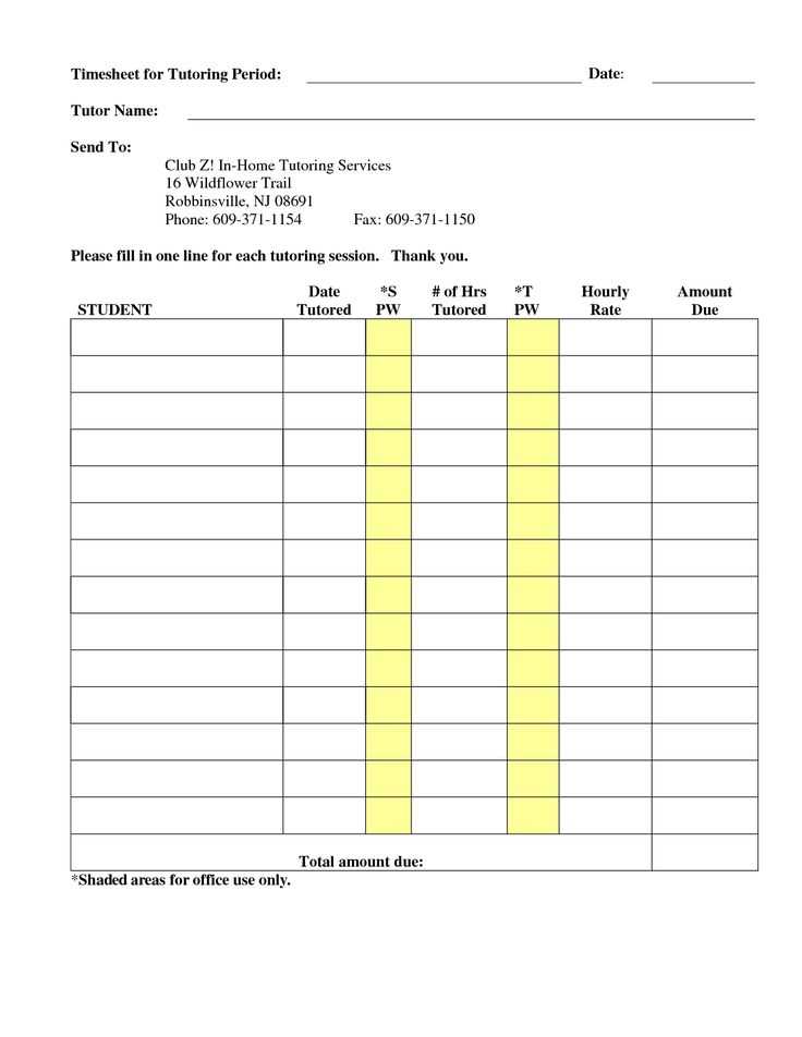 tutoring invoice templates