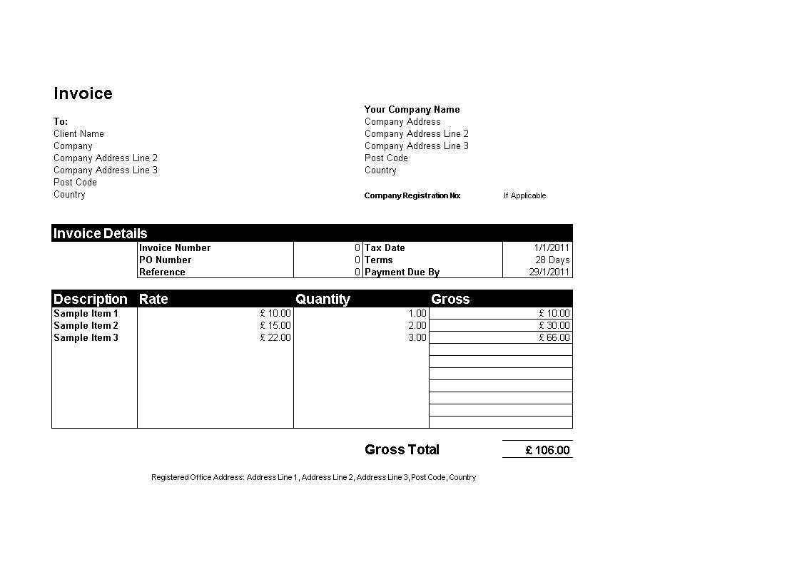 sole trader invoice template uk excel