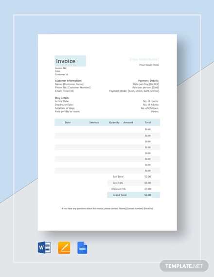 hotel invoice template in excel