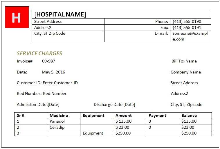 printable format medical records fee invoice template