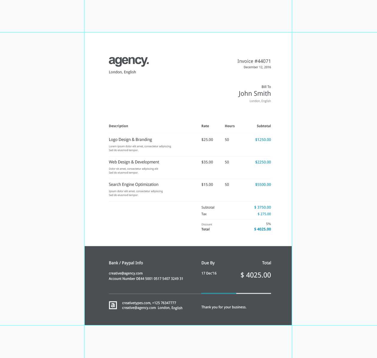 a4 size invoice html template