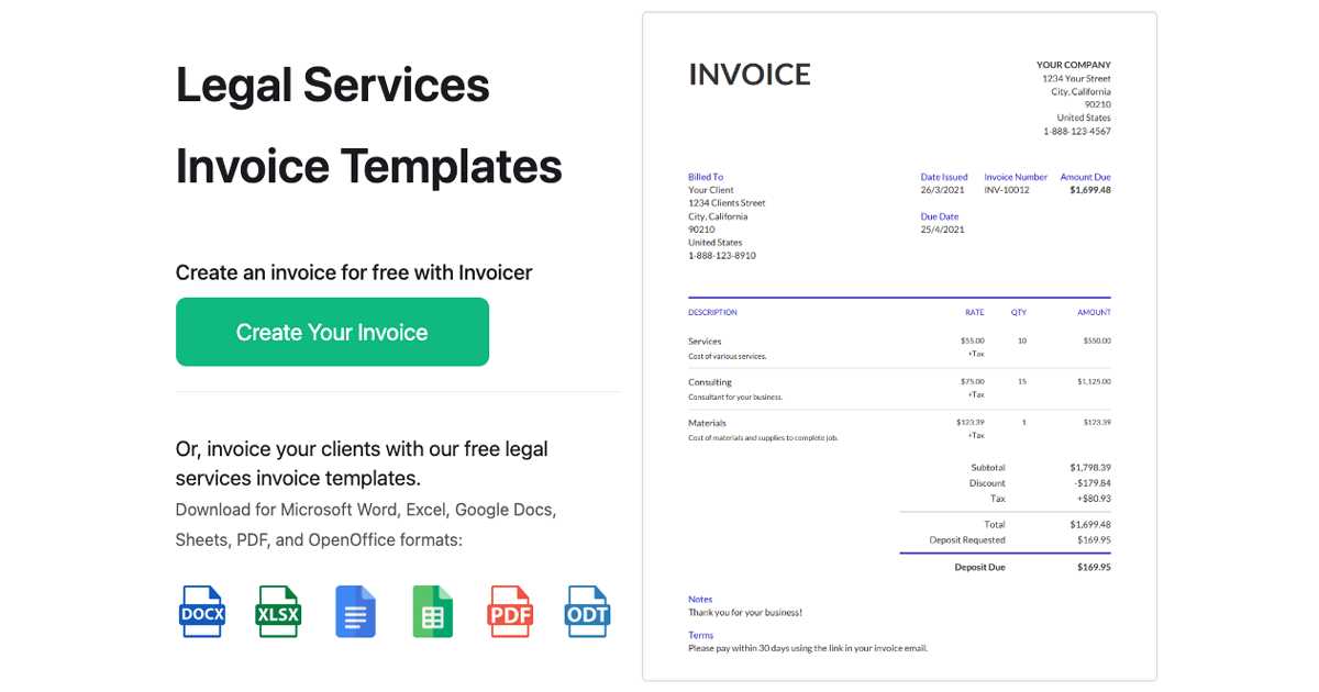 legal invoice template