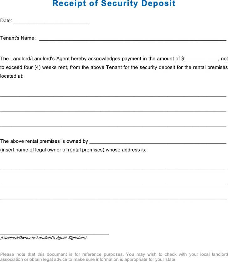 security deposit invoice template