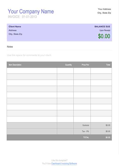 invoice microsoft word template free