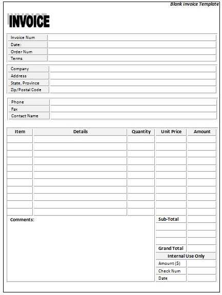 word document blank invoice template word