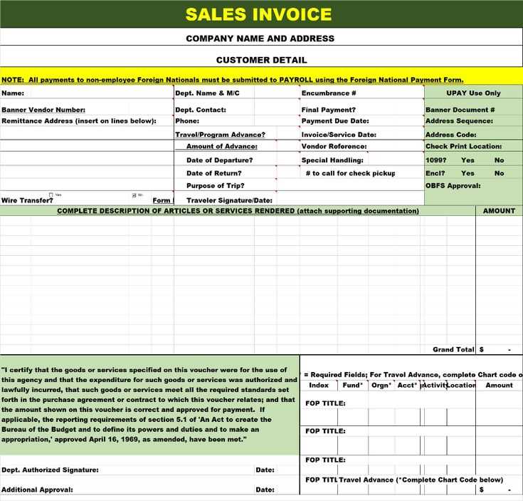 vendor invoice template word