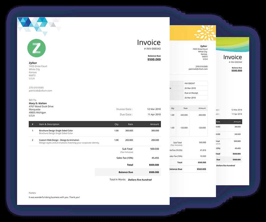 zoho invoice template