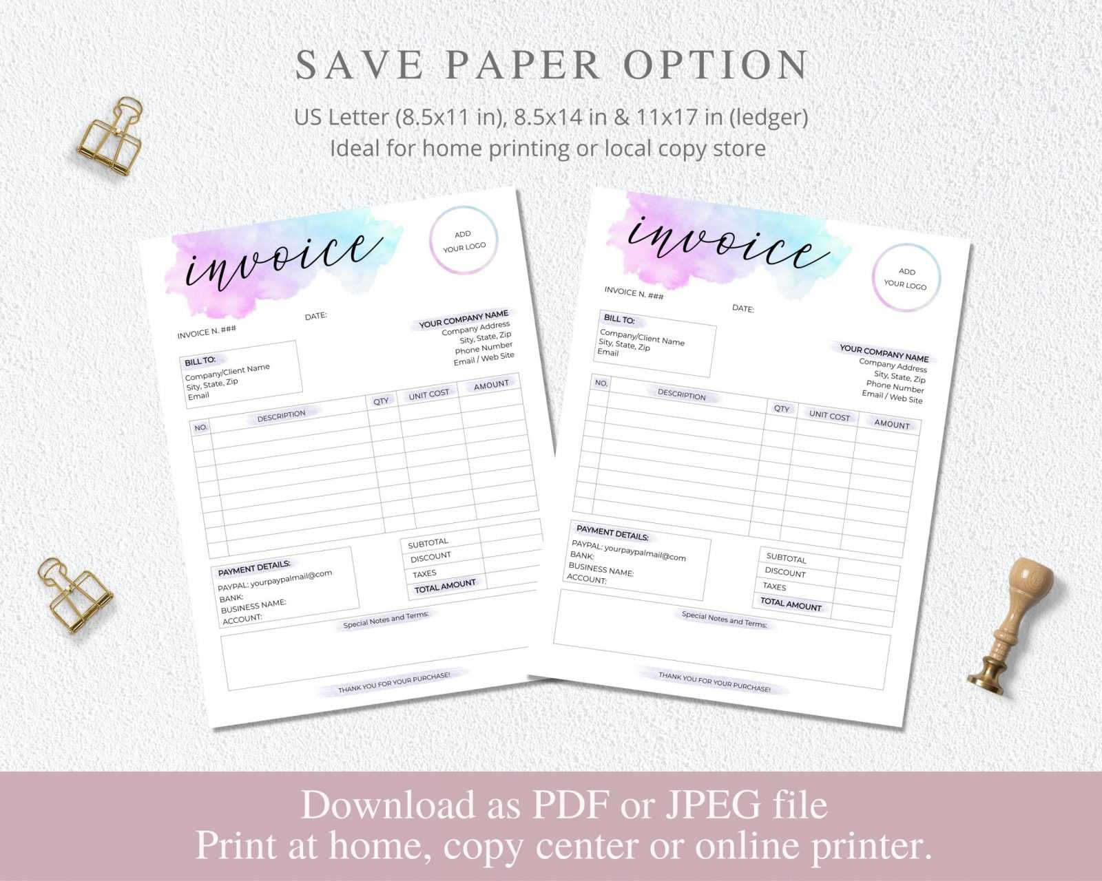 editable cute invoice template