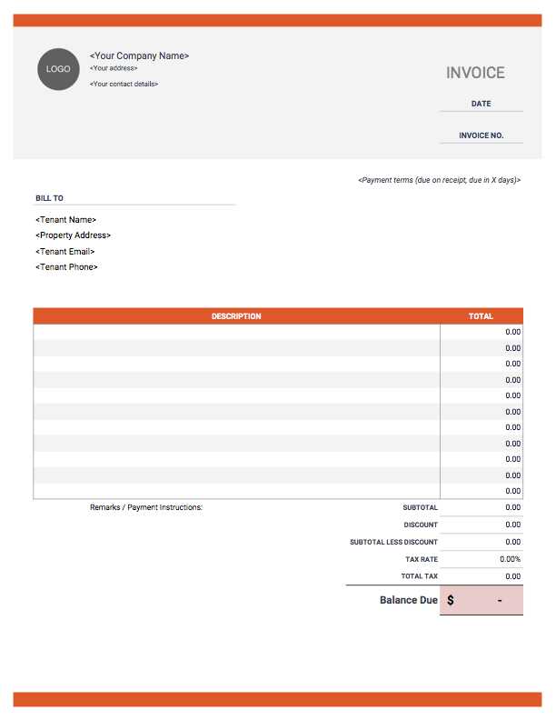 house rental invoice template