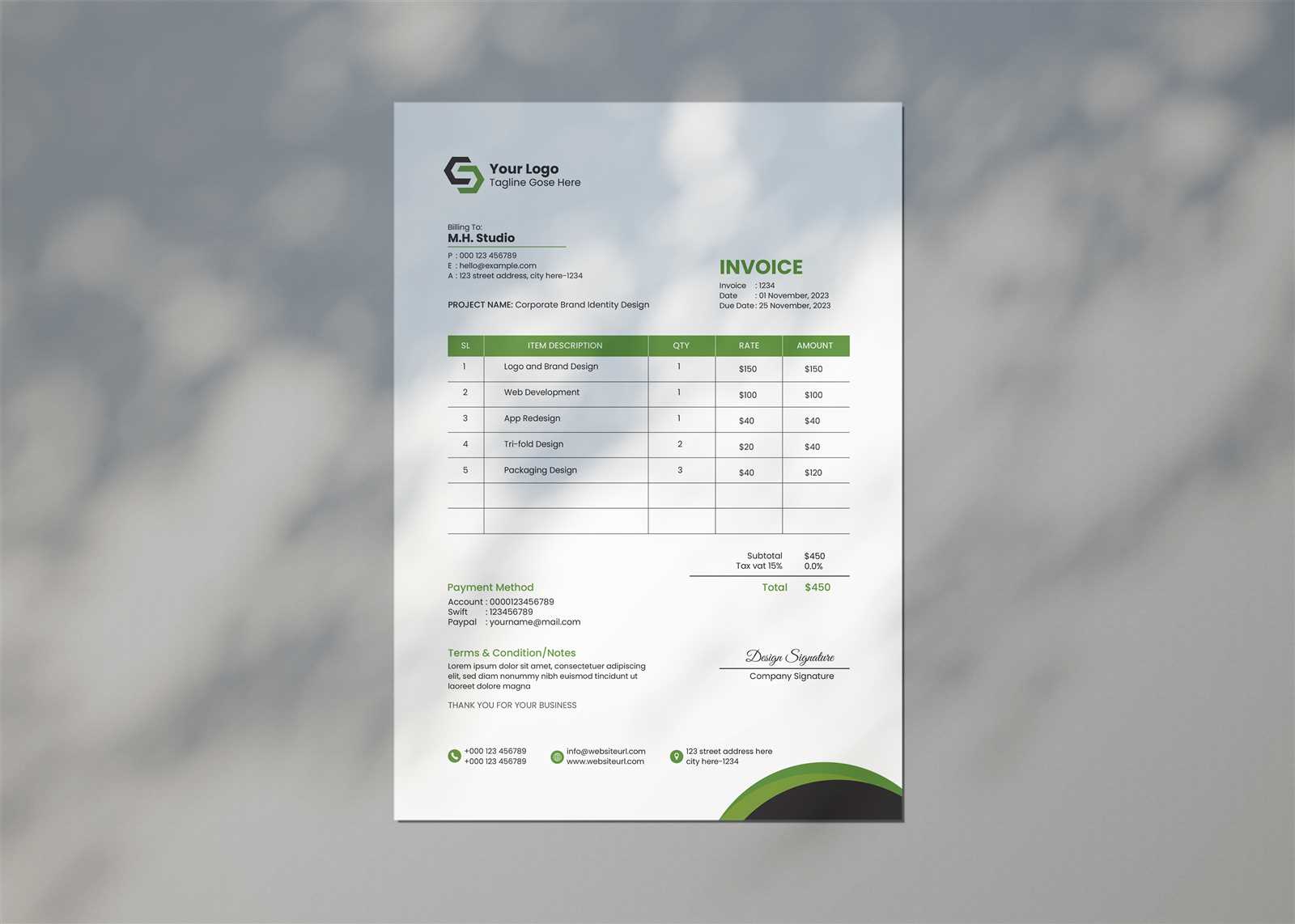 cash invoice template