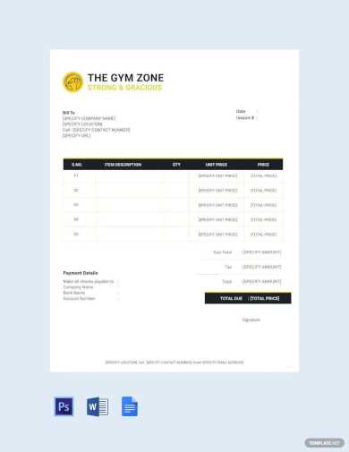 zumba invoice template