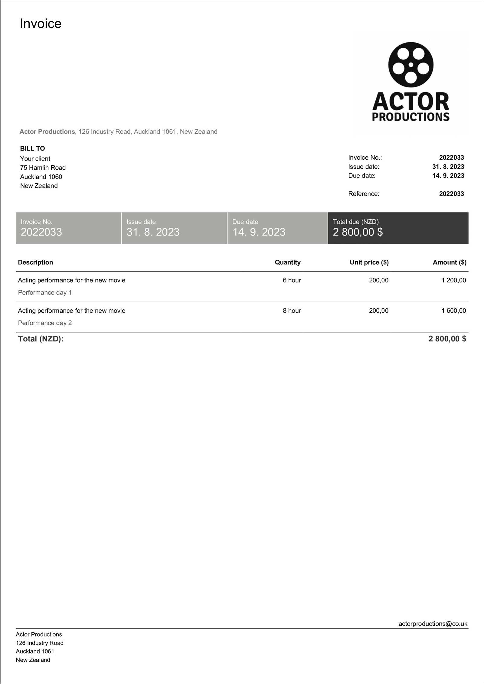 makeup invoice template