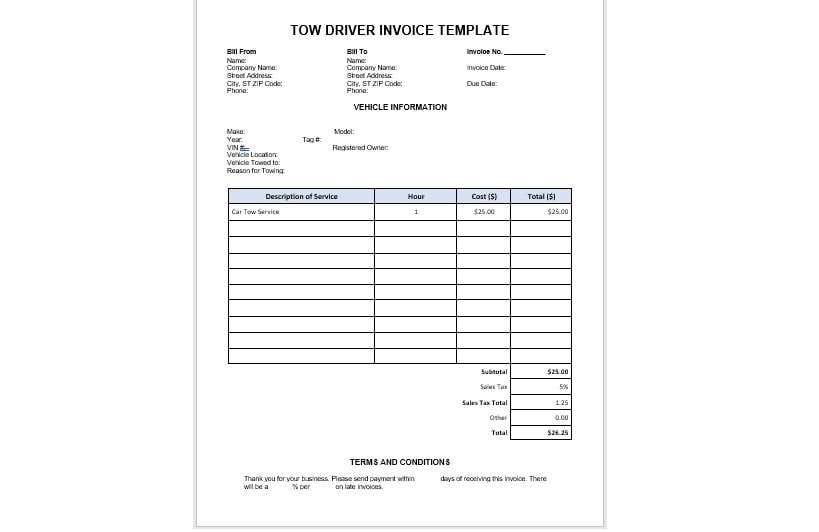 truck driver invoice template